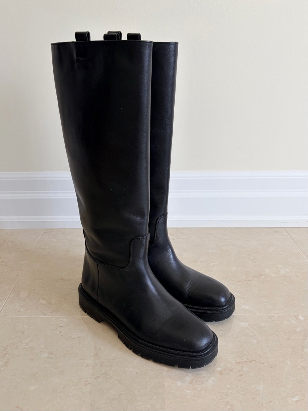 Massimo Dutti Black Tall Boots Women's
